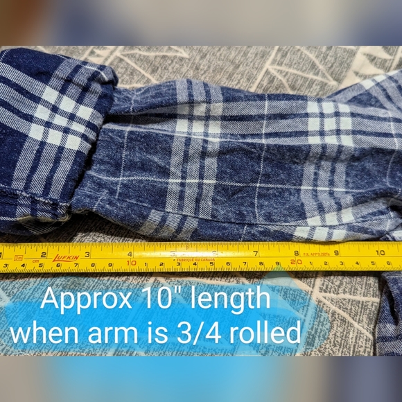 Warehouse One, ladies size 12 blue plaid button up shirt - Picture 9 of 14